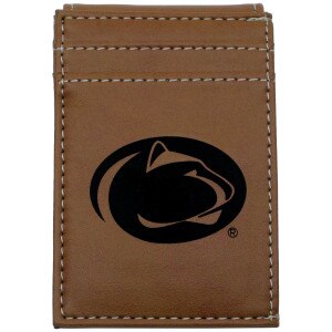 tan synthetic leather wallet with Penn State Athletic Logo